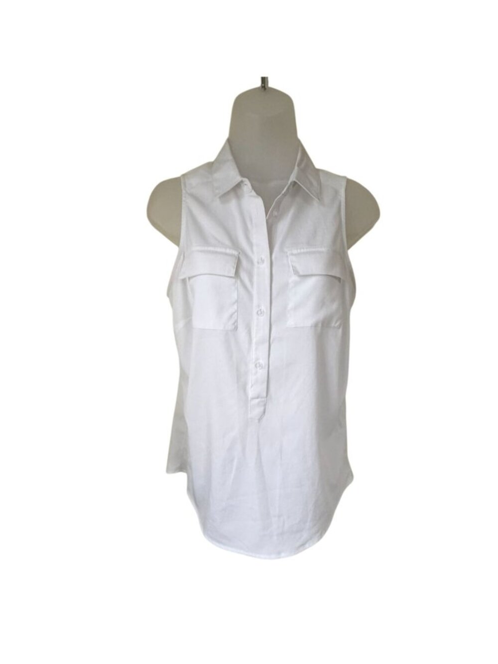 Banana Republic White Sleeveless Button Down Shirt Utility Blouse Womens Size XS